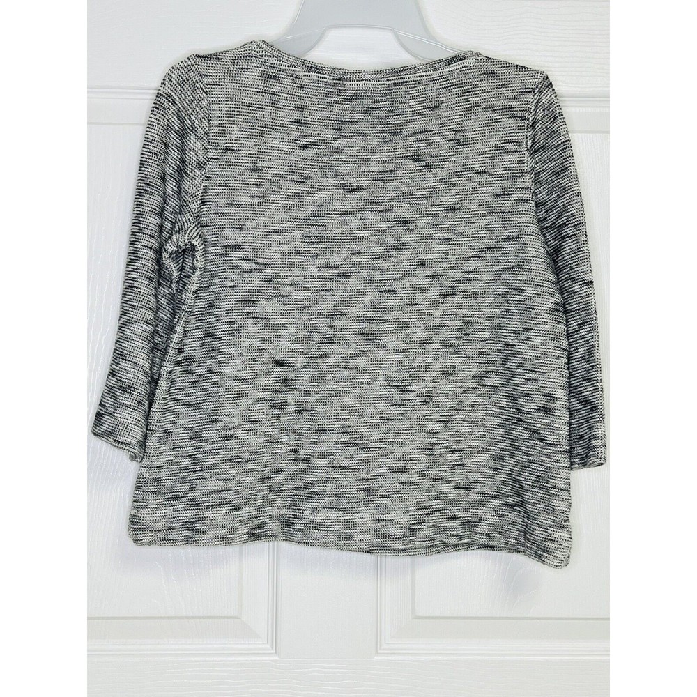 J. Jill Pure Jill Pullover Striped Grey 3/4 Sleeve Shirt 100% Cotton XS Petite - Picture 2 of 7